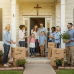 Christian family moving into new home greeted by church community