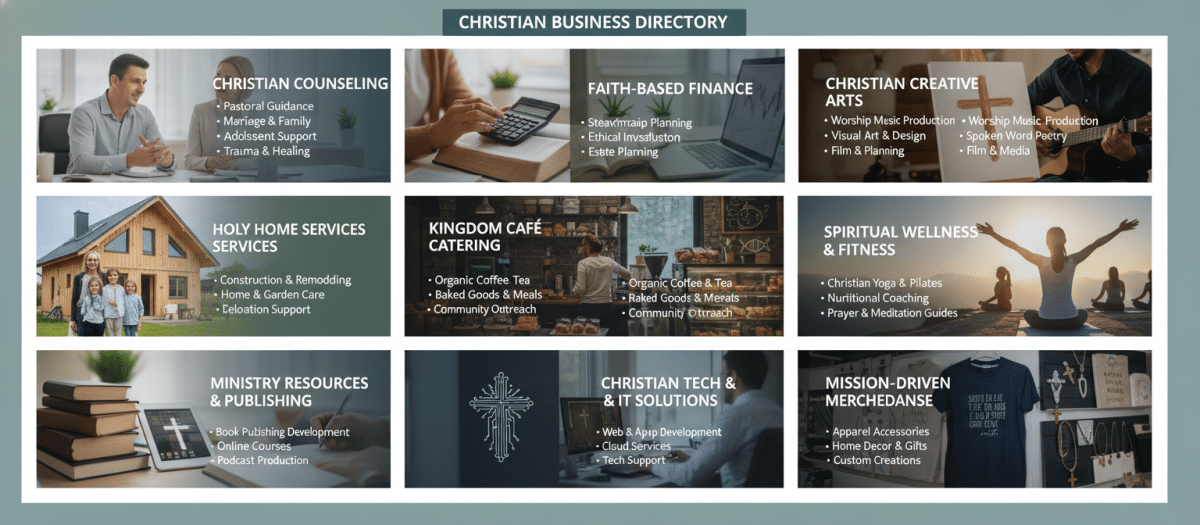 Detailed view of Christian business categories