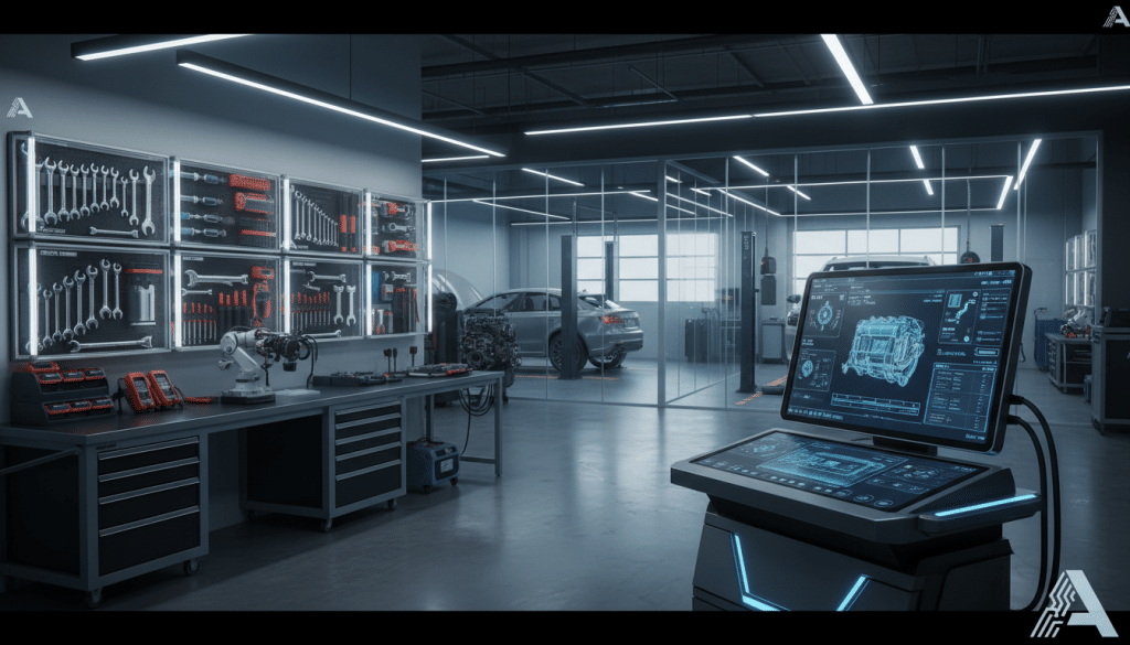 Modern automotive shop tools and diagnostic equipment technology